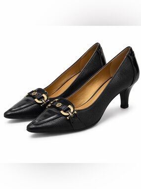 Circa Joan & David Black Kitten Heel Pumps 7.5